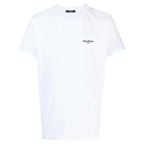 Balmain T-Shirts Logo-Print White Cotton T-Shirt From White