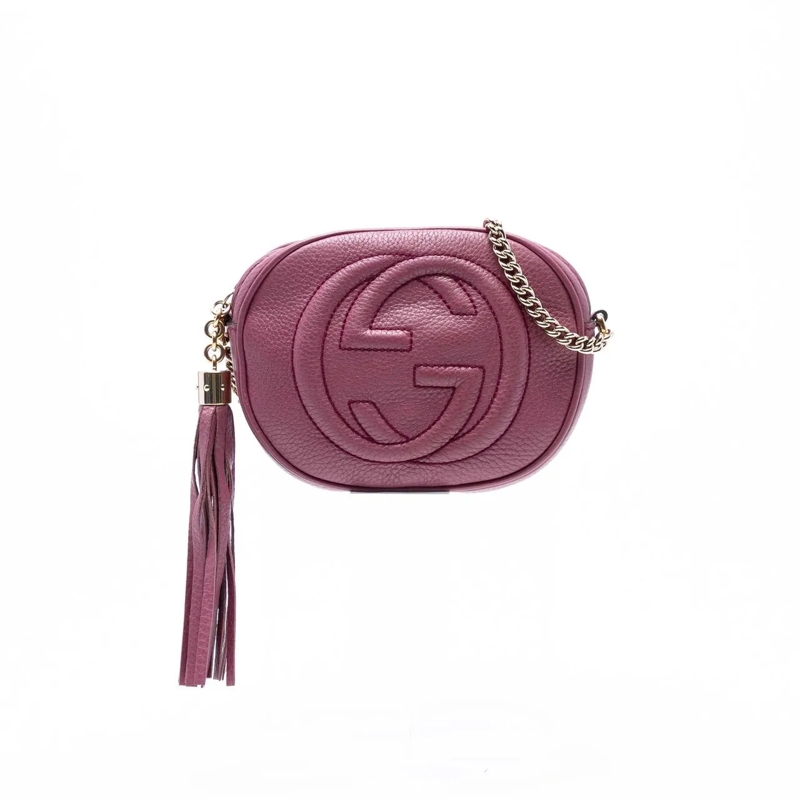 Gucci Sac à bandoulière Mini Pebbled Calfskin Soho Chain Crossbody rose