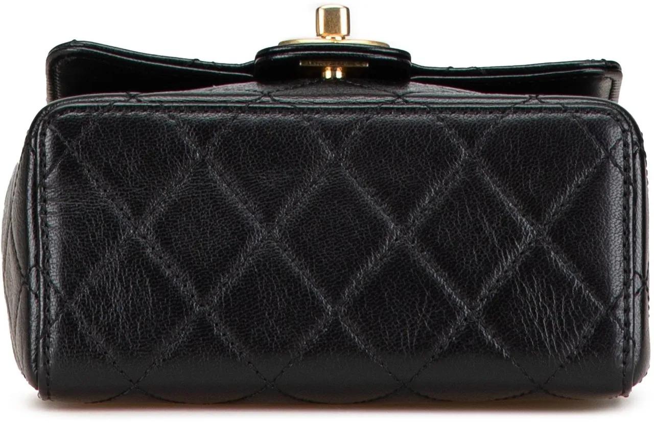 Thumbnail - Chanel Hobo Bags - 2021-2024 Mini Square Classic Goatskin Retro Flap - Gr. unisize - in Schwarz - für Damen