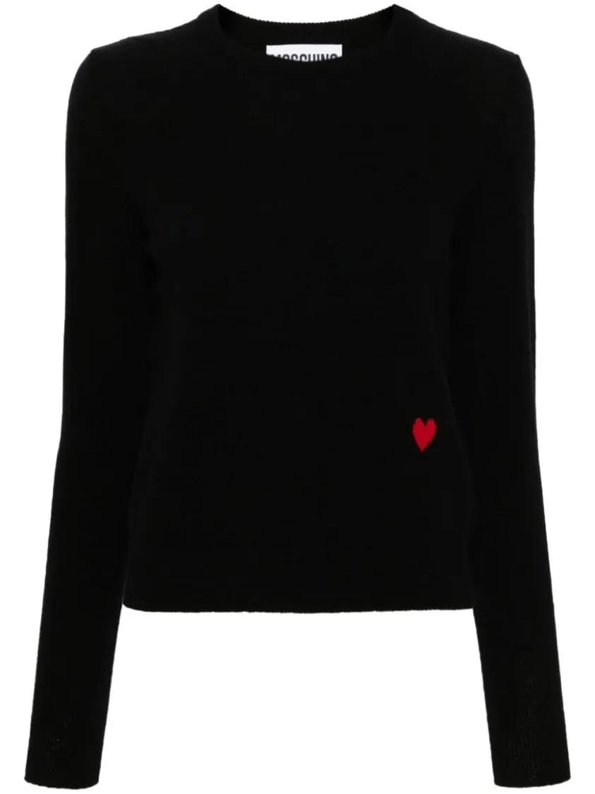 Moschino - Black Wool Sweater With Logo - Größe 42 - schwarz