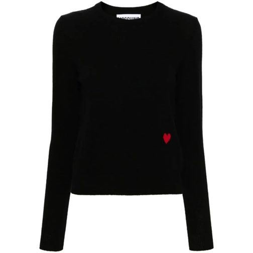 Moschino Black Wool Sweater With Logo Black Trui