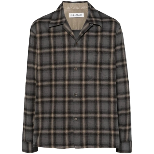 Our Legacy Chemises Medium Grey Cotton Flannel Logo Shirt Grey