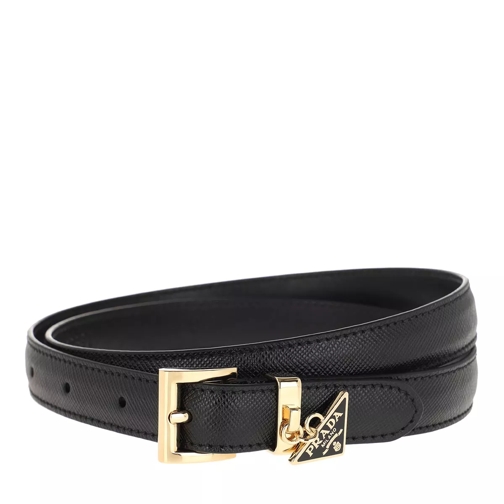 Prada Triangle Logo Belt Leather Black Gold Ledergürtel
