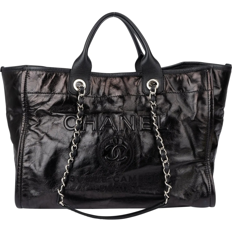Chanel Tote Chanel Noir Leather Deauville Shopper Handbag schwarz