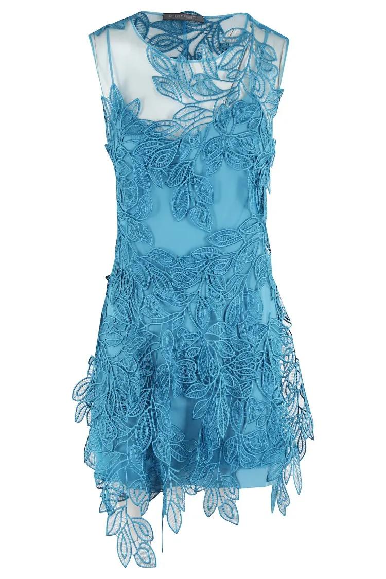 Thumbnail - Alberta Ferretti - Asymmetrical Mini Dress - Größe 42 - blau