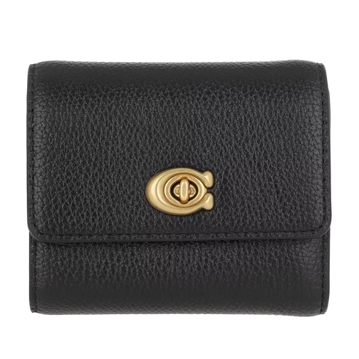 Coach Small Flap Wallet Black Tri-Fold Portemonnaie