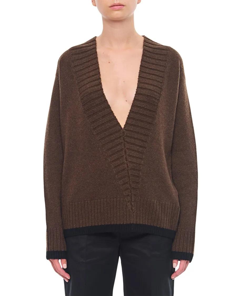 J.W.Anderson - Slanted V Neck Jumper - Größe L - braun