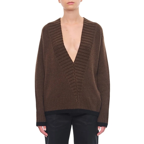 J.W.Anderson Pull Slanted V Neck Jumper Brown