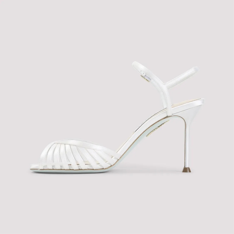 Aquazzura Sandalen Elegant White Satin And Leather Sandals White