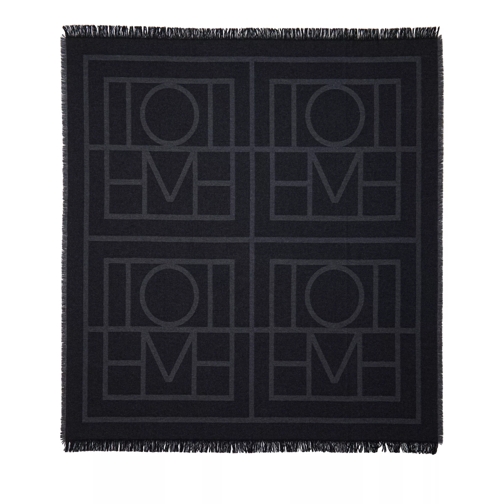 TOTEME Monogramm Wool Cashmere Scarf dark grey monogram Wollen Sjaal