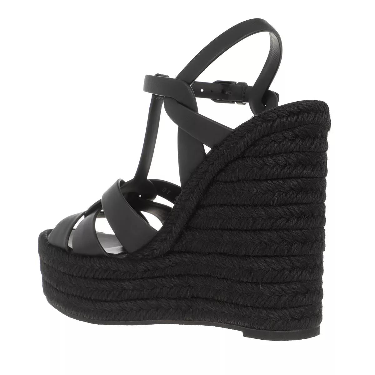 Saint Laurent Tribute Wedge Espadrilles Black Espadrille