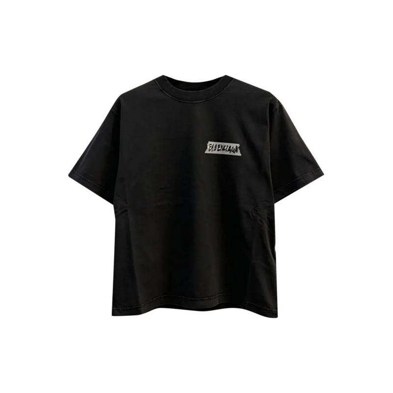 Balenciaga T-shirt Cropped Black Cotton T-Shirt Black