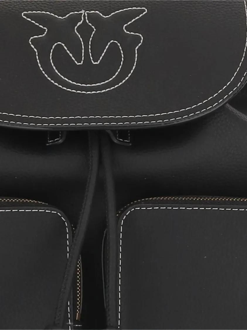 Pinko Rugzakken Textured Black Backpack in zwart