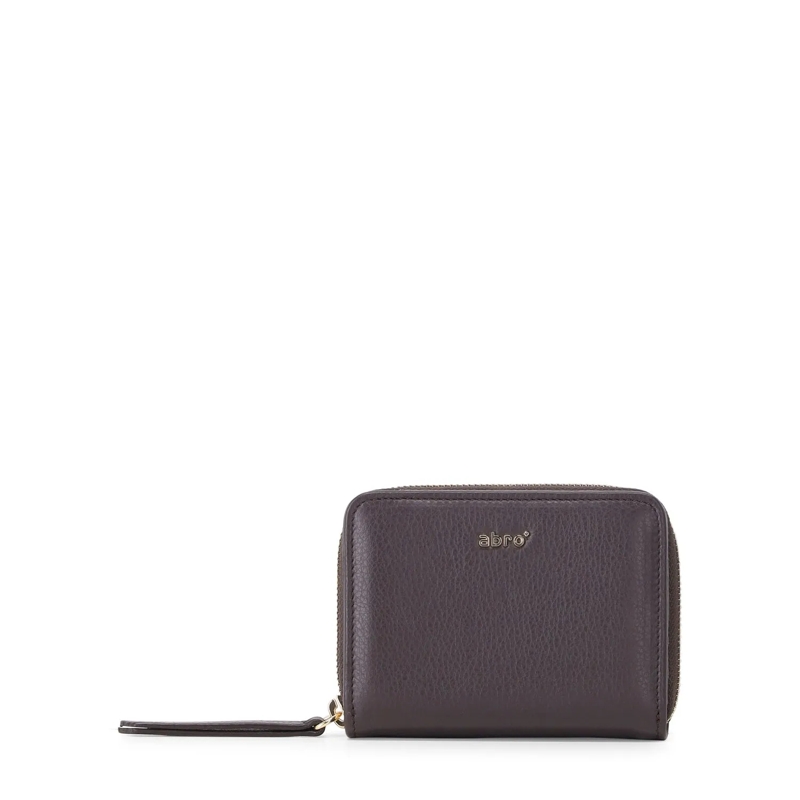 Abro Portemonnaie mit Zip-Around-Reißverschluss Kleines Portemonnaie aus Leder Braun