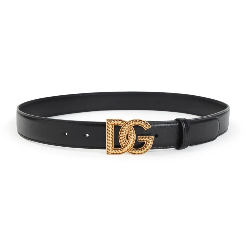 Dolce&Gabbana Riem Calf Leather Belt Black