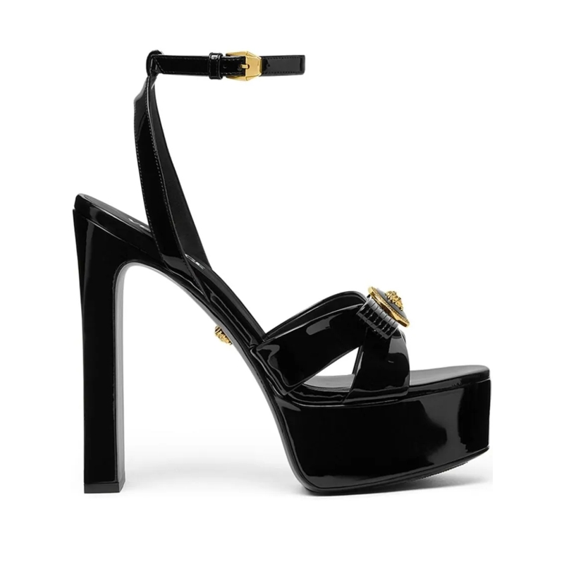 Versace Sandalen Buckle-Fastening Black Patent Leather Platform San Black