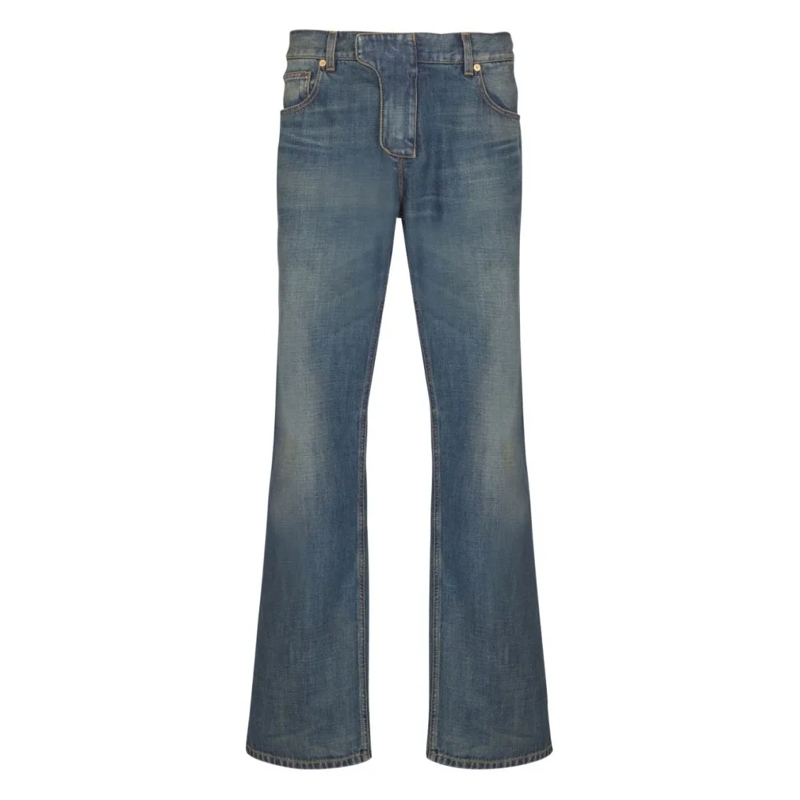 Balmain Jeans Washed Dark Blue Denim Jeans Grey