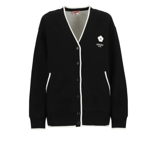 Kenzo Black Wool And Cotton Knitted Cardigan Black 