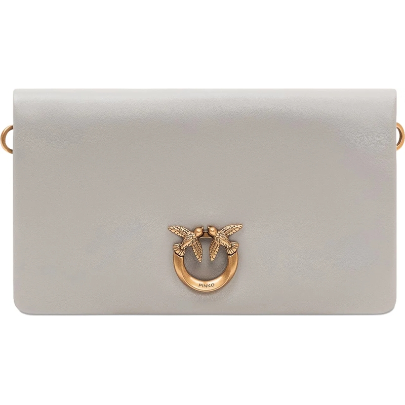 Pinko Schultertasche Borsa a Spalla Click Soft con Patta e Logo taupe