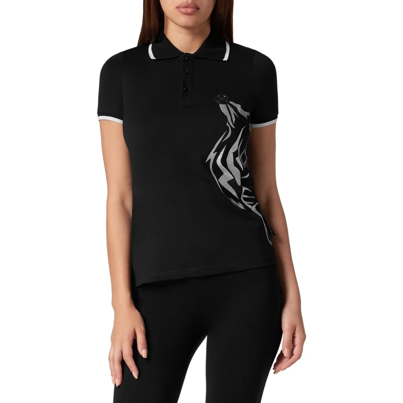 Plein Sport Top Poloshirt Ss Glitter schwarz(Image 3)