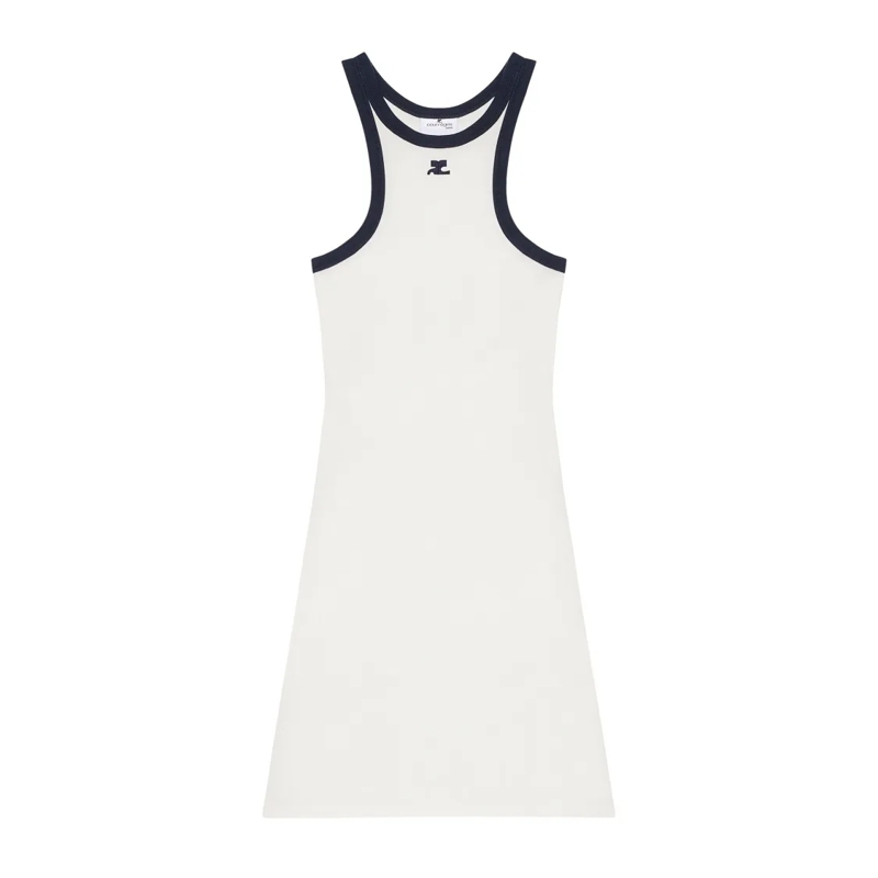 Courrèges Mini-jurk Blue Fitted Mini Dress White