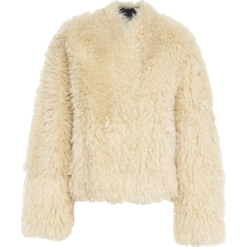 Stand Studio Veste de transition Faux fur jacket 'Charlotte' beige