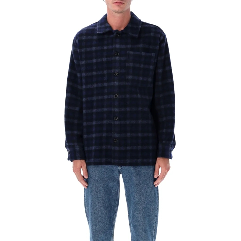 A.P.C. Doudoune Stanley Checked Wool Overshirt Black