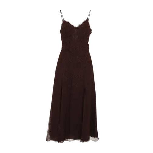 Ermanno Scervino Midi-Kleider Deep Mahog Brown Silk Dress Burgundy