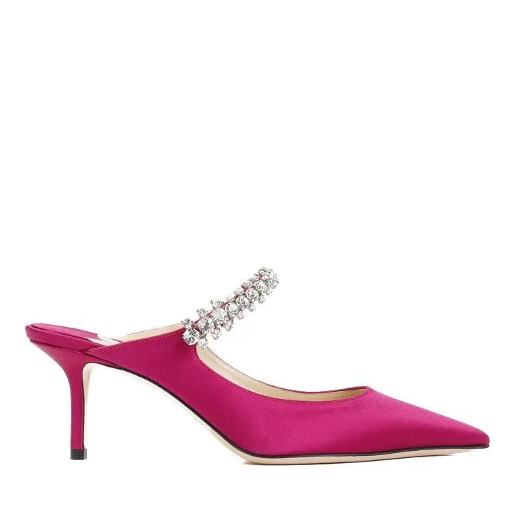 Jimmy Choo Slipper & Pantoletten - Pink Boysenberry Satin Bing 65 Mules - Gr. 36 (EU) - in Rosa - für Damen