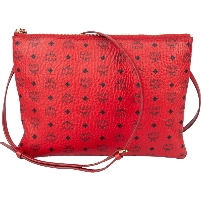 MCM Tote MCM Red Visetos Monogram Leather Pouch rot