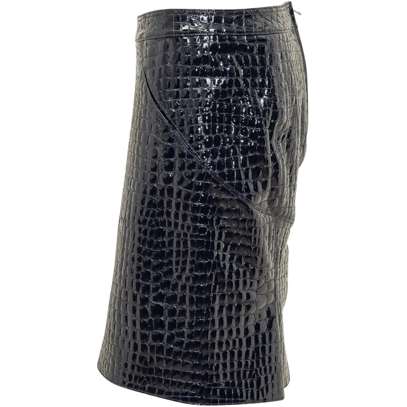 Tom Ford Midirock Gonna in Pelle Goffrata a Coccodrillo schwarz(Image 3)