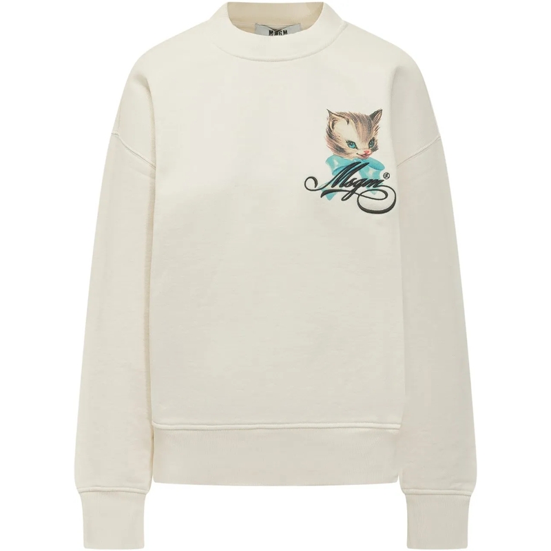 MSGM  Sweat Shirt Con Stampa Grafica weiß
