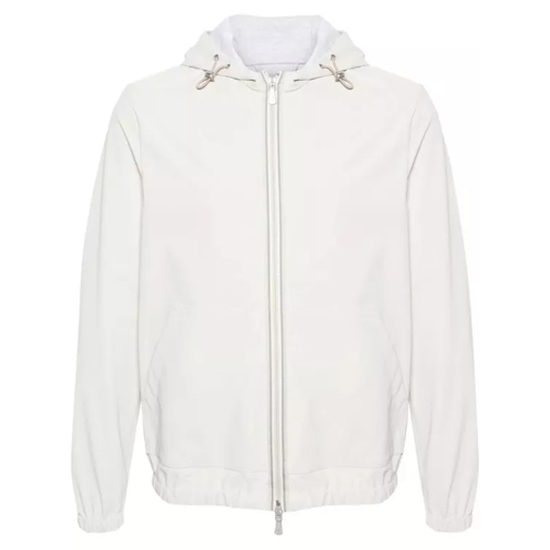 Eleventy Ribbon-Trim Hooded Jacket White 