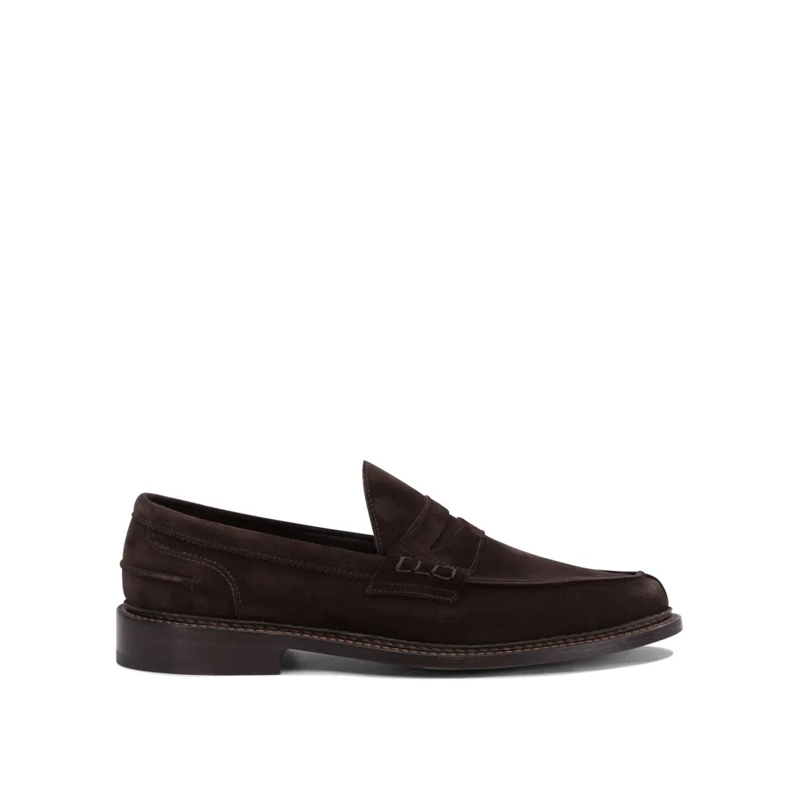 Tricker's Mocassin Smooth Suede Loafers With Classic Silhouette Black