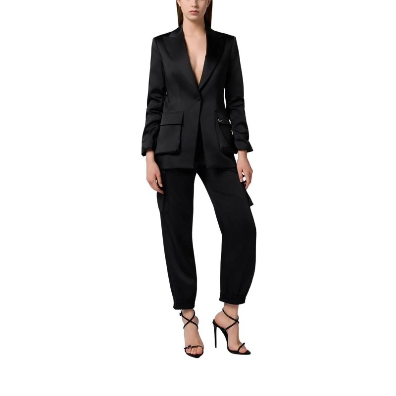 Philipp Plein Blazer Satin Cargo Fit Blazer schwarz(Image 2)