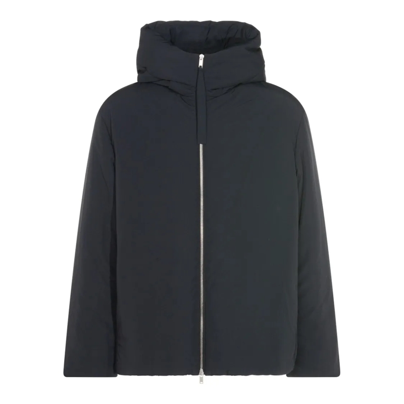 Jil Sander Donsjas Minimalist Black Down Jacket With High Collar Black