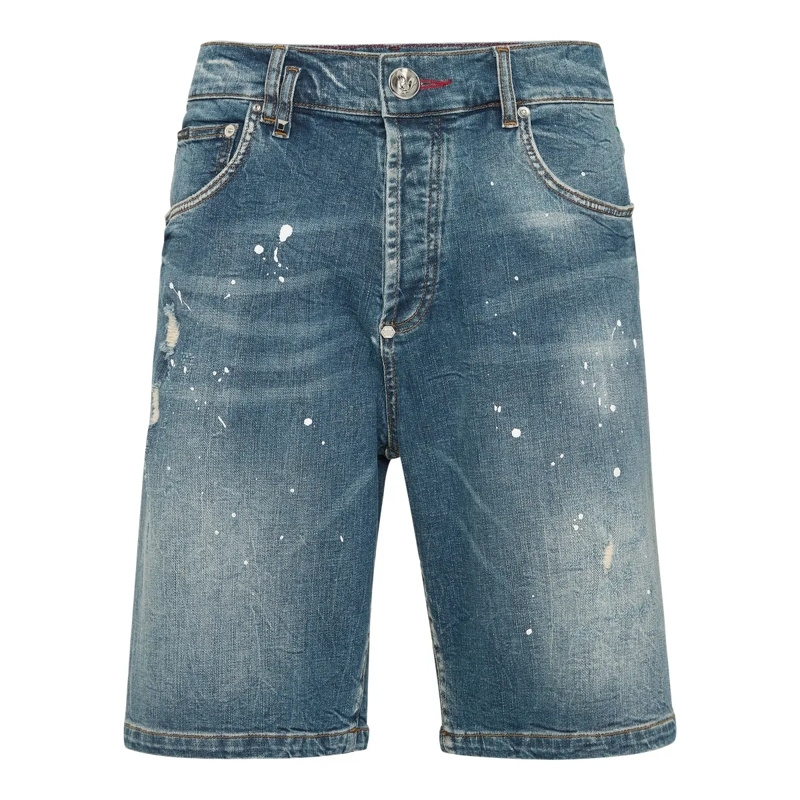 Philipp Plein Shorts Jeansshorts Skull blau