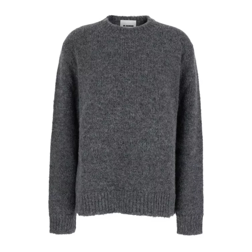 Jil Sander Oversized Grey Sweater With Ribbed Trim In Wool Grey 