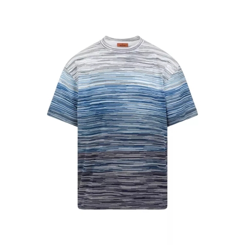 Missoni Multi Blue Tone Cotton T-Shirt Multicolor 
