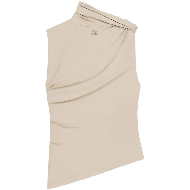 Courrèges Bluse Asymmetric Sleeveless Top Grey