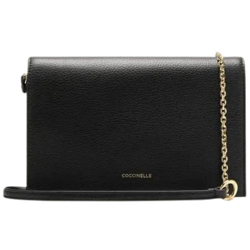 Coccinelle Tote Black Pebbled Leather Shoulder Bag Grey