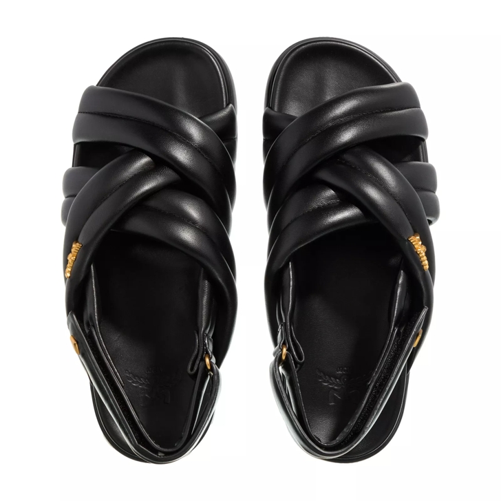 MCM U Mcm Col Lthr Flat Sandals Black Sandal