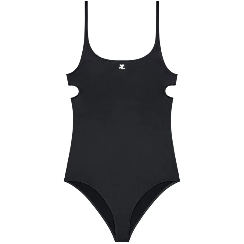 Courrèges  Black One-Piece Swimwear With Subtle Cutout Detail Black