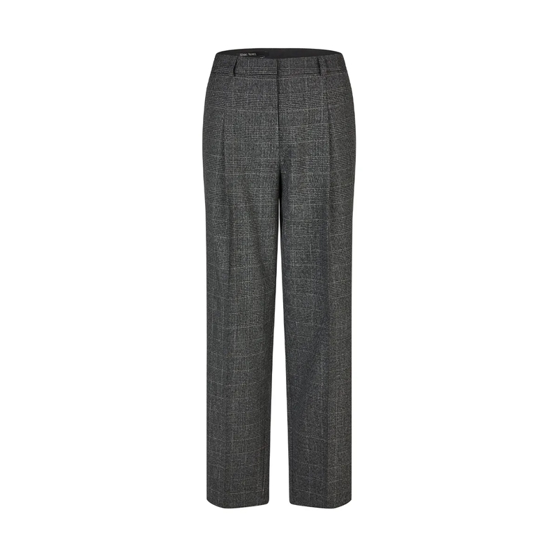 Marc Aurel Stoffhose Karo-Bundfaltenhose mit Silberfaden schwarz
