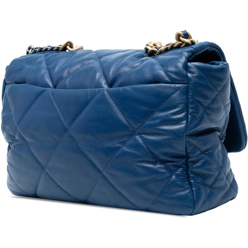 Chanel Schultertasche Maxi Lambskin 19 Flap blau