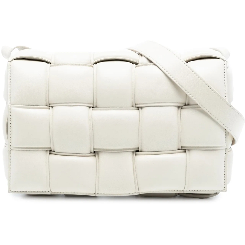 Bottega Veneta Schultertasche Nappa Intrecciato Padded Cassette Crossbody weiß