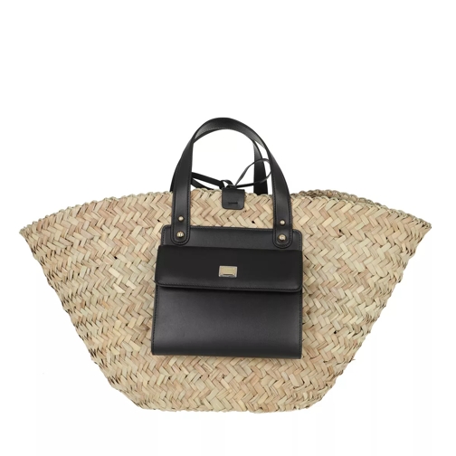 Dolce&Gabbana Raffia Kendra Bucket Bag Black Sac panier