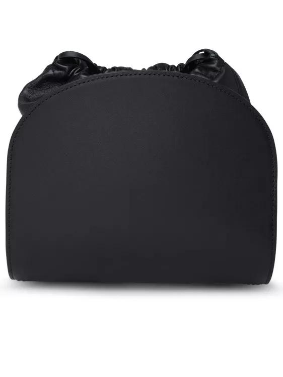 A.P.C. Bucket bags Black Leather Demi-Lune Mini Bag in zwart