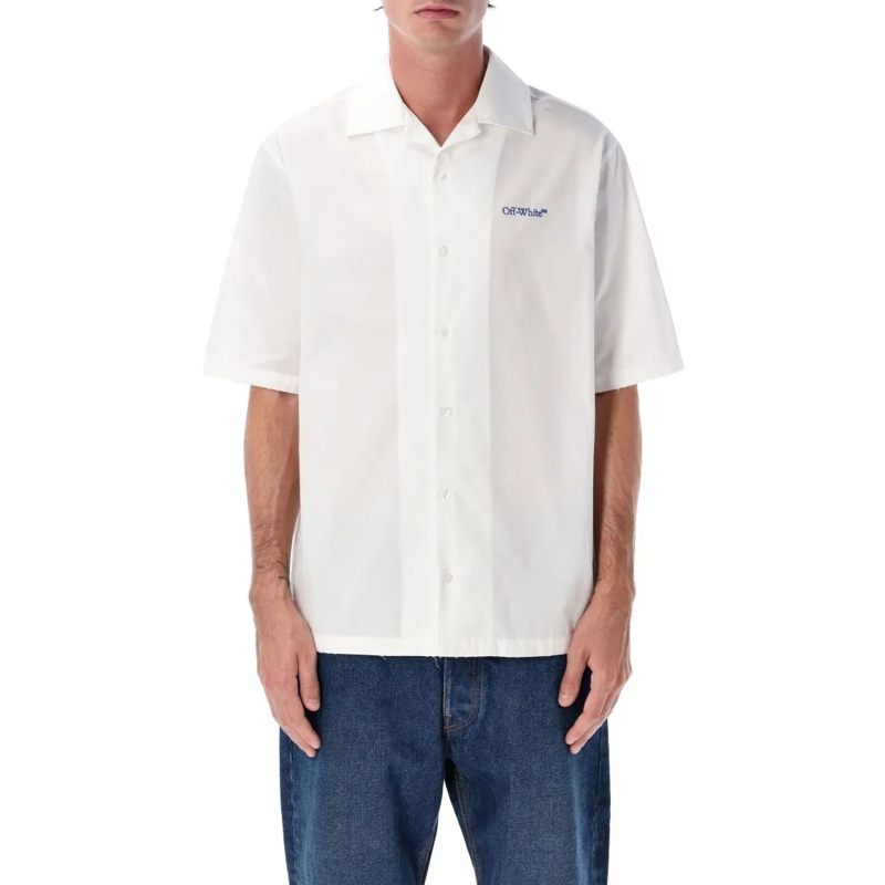 Off-White Overhemd Brush Arrow Poplin Bowling Shirt White