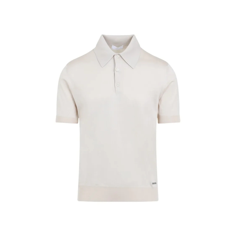 Prada Polo shirt Silk Polo T-Shirt With Collar In Neutral Tones Neutrals